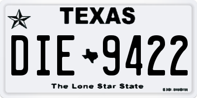 TX license plate DIE9422