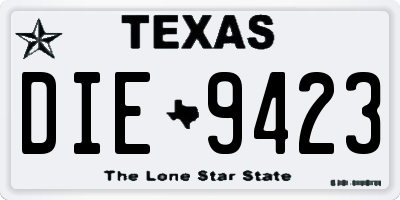 TX license plate DIE9423