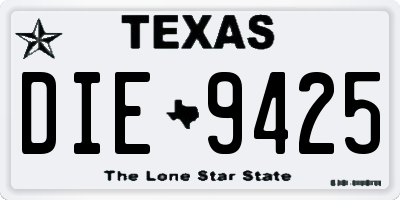 TX license plate DIE9425