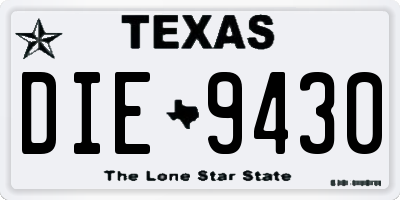 TX license plate DIE9430