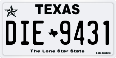 TX license plate DIE9431