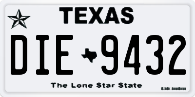 TX license plate DIE9432