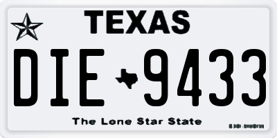 TX license plate DIE9433