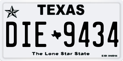 TX license plate DIE9434