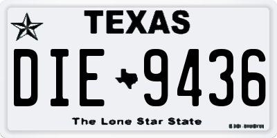 TX license plate DIE9436