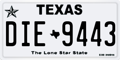 TX license plate DIE9443