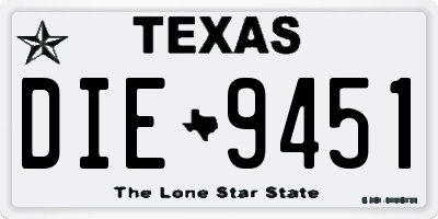 TX license plate DIE9451
