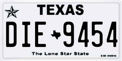 TX license plate DIE9454