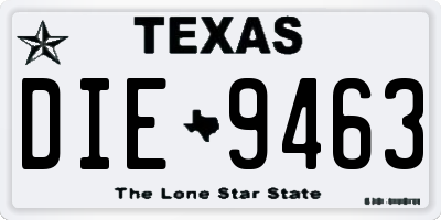 TX license plate DIE9463