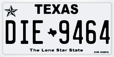 TX license plate DIE9464