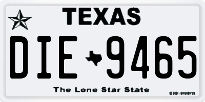 TX license plate DIE9465