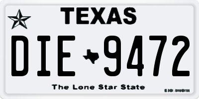 TX license plate DIE9472