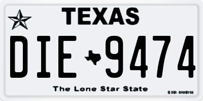 TX license plate DIE9474