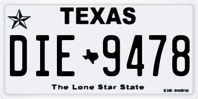 TX license plate DIE9478