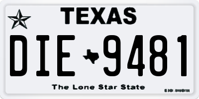 TX license plate DIE9481