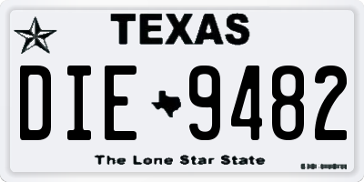 TX license plate DIE9482