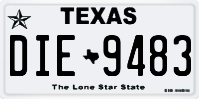 TX license plate DIE9483