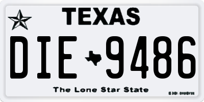 TX license plate DIE9486