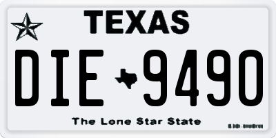 TX license plate DIE9490