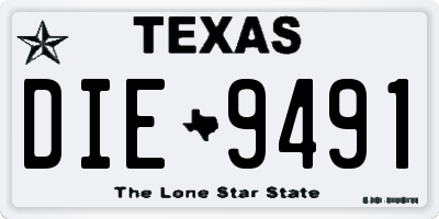 TX license plate DIE9491