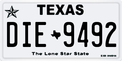 TX license plate DIE9492