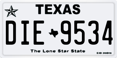 TX license plate DIE9534