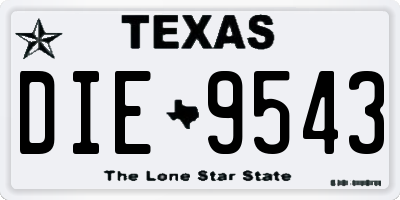 TX license plate DIE9543