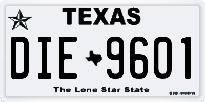 TX license plate DIE9601