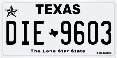 TX license plate DIE9603