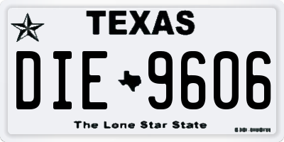 TX license plate DIE9606