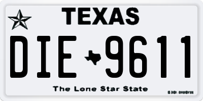 TX license plate DIE9611