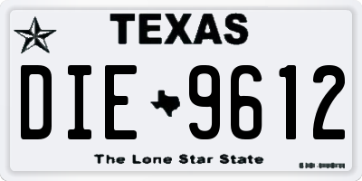 TX license plate DIE9612