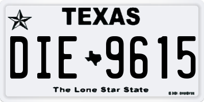 TX license plate DIE9615