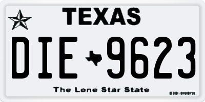 TX license plate DIE9623