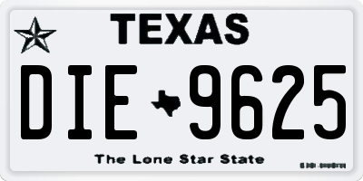 TX license plate DIE9625