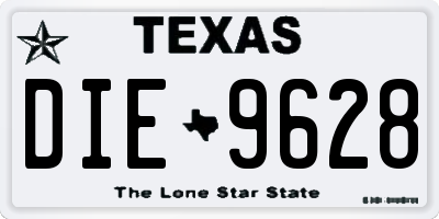 TX license plate DIE9628