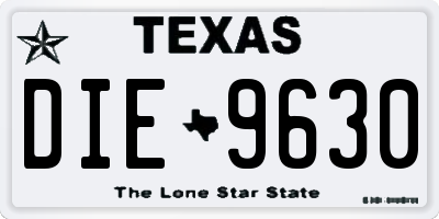 TX license plate DIE9630