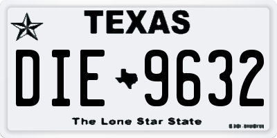 TX license plate DIE9632