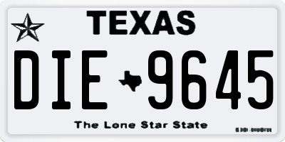TX license plate DIE9645