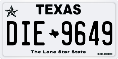 TX license plate DIE9649