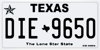 TX license plate DIE9650