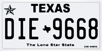 TX license plate DIE9668