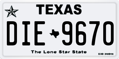 TX license plate DIE9670
