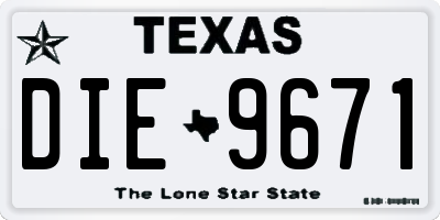 TX license plate DIE9671