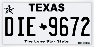 TX license plate DIE9672