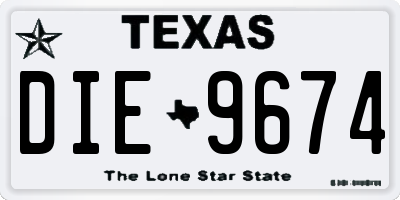 TX license plate DIE9674