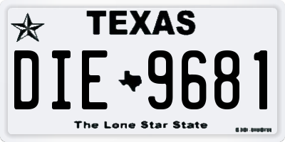 TX license plate DIE9681