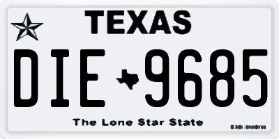 TX license plate DIE9685
