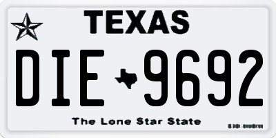 TX license plate DIE9692
