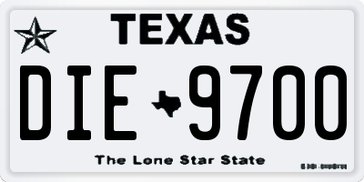 TX license plate DIE9700